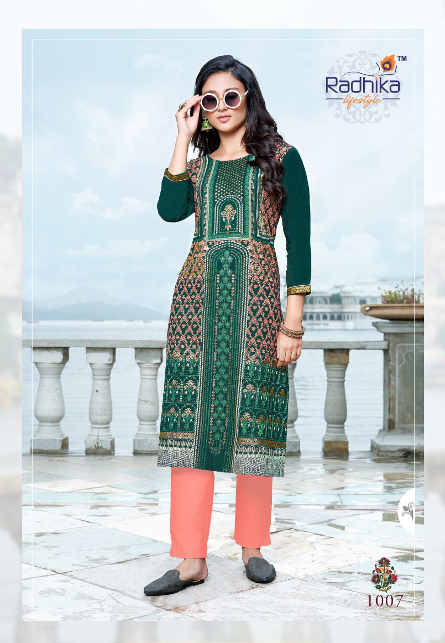 Radhika Flamingo 1 Wholesale Kurti With Pant Collection